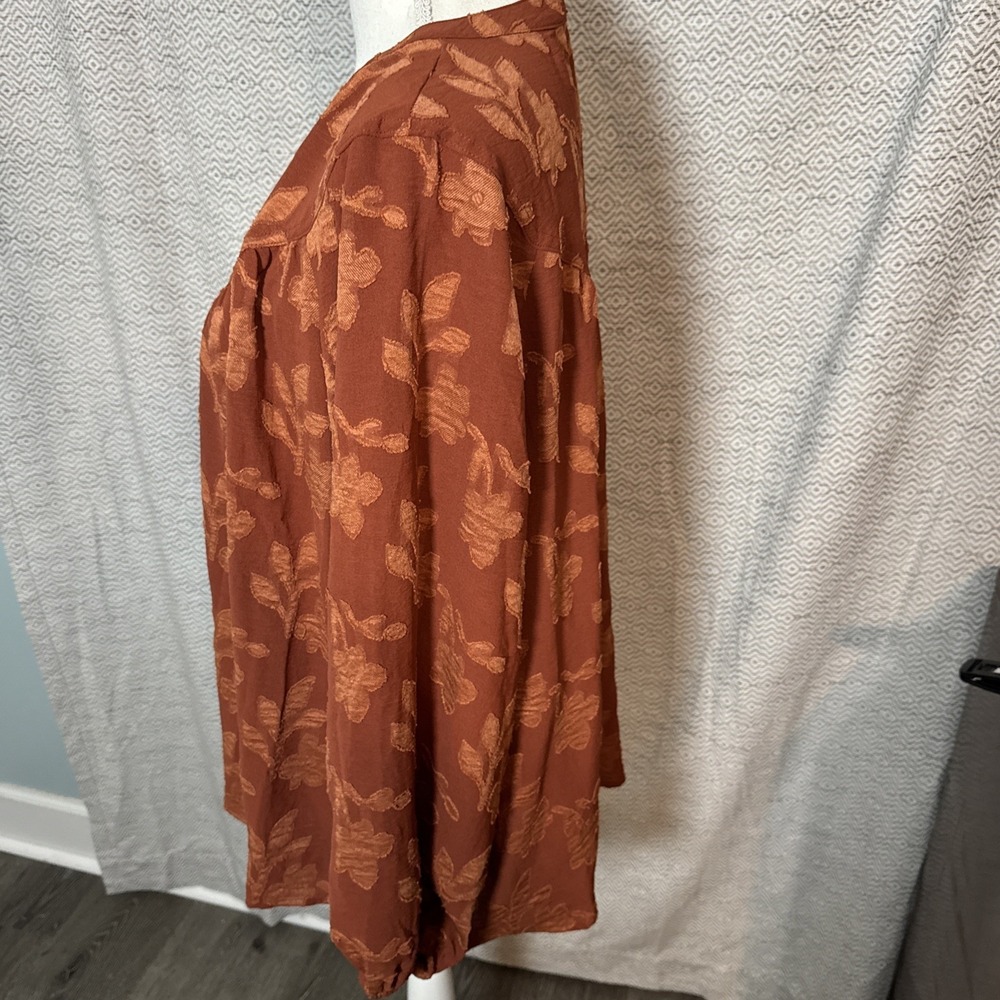 The Pioneer Woman NWT Burnt Orange Long Sleeve Button Front Sheer Tunic XXL - Picture 4 of 8